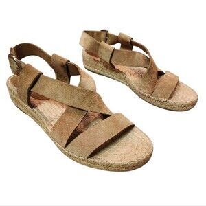 Via Spiga Gia Espadrille Sandals Womens 8 M Desert Tan Suede Wedge Slingback